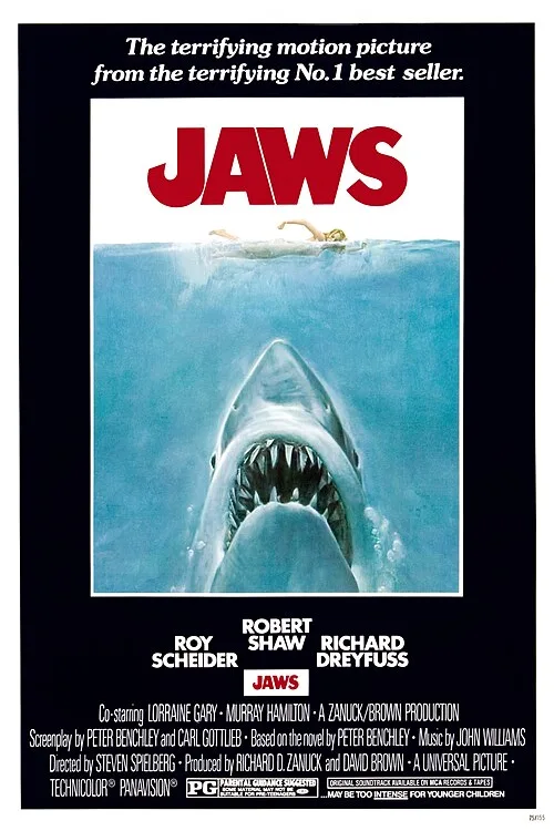 Official theatrical poster for Jaws (1975)